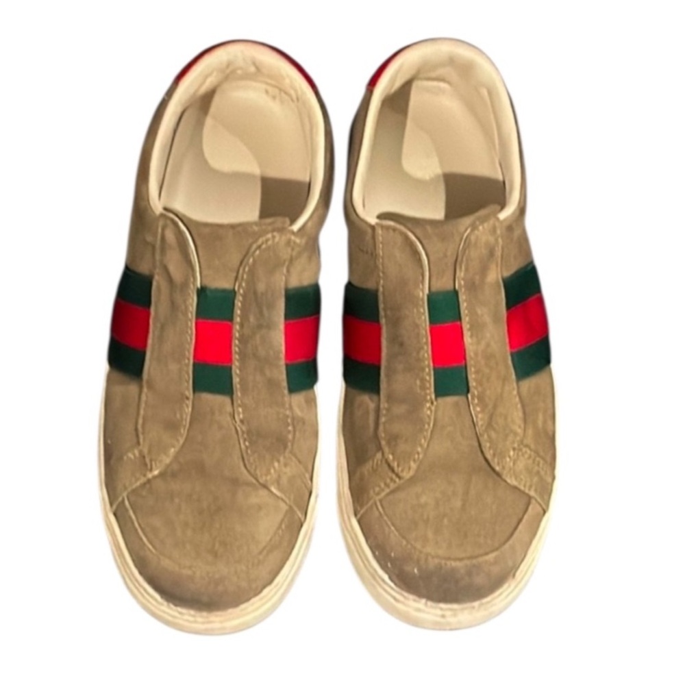 Authentic Gucci luxury designer signature Web suede leather slip on sneakers 13 - Picture 9 of 16